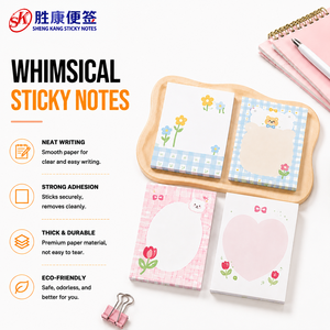 Custom Printed Cute Kawaii Sticky Notes, Self-Adhesive <b>Memo</b> <b>Pads</b>, Whimsical Designs for Promotional Gifts, Office & School Use.. - Product Image 1