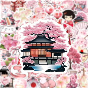 50 autocollants décoratifs en fleurs de <span class=keywords><strong>cerisier</strong></span> <span class=keywords><strong>japonais</strong></span> roses pour la décoration de téléphone, autocollants Sakura mignons - Product Image 4