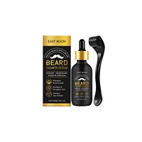 Kit de sérum pour la croissance de la barbe avec dermaroller, sérum pour barbe au gingembre et au romarin 60 ml/2 fl oz pour hommes, pour une barbe et une moustache plus volumineuses