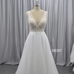Fabrik Vintage A Linie Brautkleid V zurück Hochzeits kleid in günstigen Preis