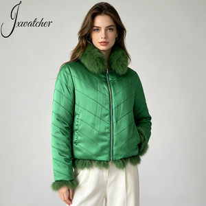 Jxwatcher Giacca Invernale in Vera Pelliccia di Volpe, <span class=keywords><strong>Cardigan</strong></span> a Maniche Lunghe, Fodera in Seta 100% Liscia, Reversibile, Cappotto in Pelliccia Naturale per Donne - Product Image 2