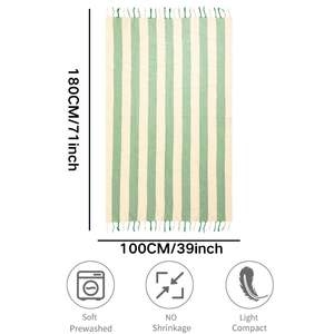 Asciugamani Turchi Hammam a Righe 100% Cotone, Personalizzabili con Nappe, Asciugatura Rapida, Anti-Sabbia, Ricamati, Portatili per Palestra e Uso Quotidiano - Vendita all'Ingrosso - Product Image 3