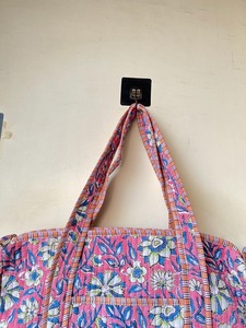 Travel Duffle Shoulder Bag Block Printed Cotton Quilted <b>Fabric</b> Eco-Friendly Durable Large Capacity Gym Picnic Sports Yoga Beach - Product Image 4