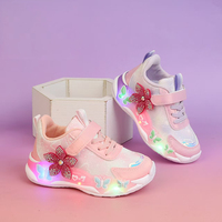 Chaussures de sport pour filles, résistantes à l'abrasion, antidérapantes, rembourrées, nouvelles, style princesse, décontractées, avec lumières, et double fermeture à boucles.