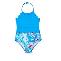 Ensemble de maillots de bain assortis pour la famille, maillot de bain une pièce à col en V, maillots de bain à volants, imprimé feuilles, ensemble de maillots de bain assortis pour la famille