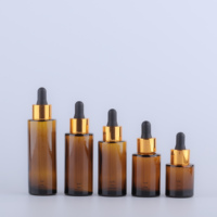 Flacon compte-gouttes en verre ambré rond à épaule plate de 20ml, 30ml, 40ml, 50ml, 60ml pour huiles essentielles, sérums de soin et emballages cosmétiques
