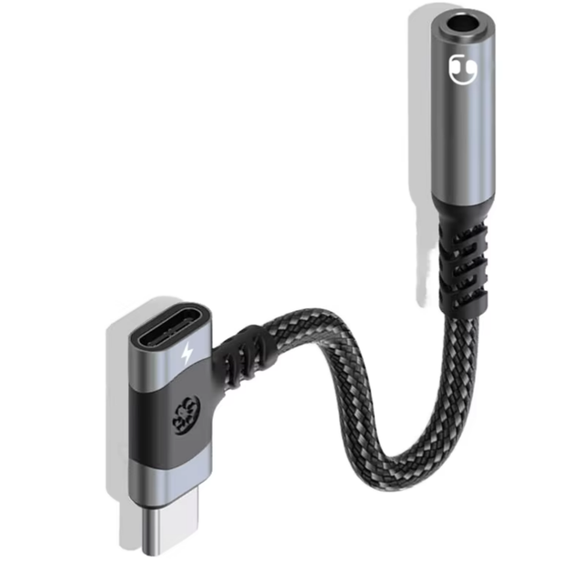 USB C to 3.5mm Headphone Adapter Charger 2-in-1 DAC Chip Fast Charging Braided Cable for Computer PD 3.0 24bit/96kHz
