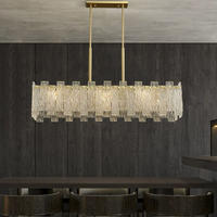 Lustre moderne de luxe en verre 8993, blocs géométriques linéaires dorés, luminaire suspendu rectangulaire contemporain pour salle à manger et salon