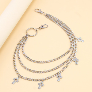 Multi Layered Hollow <b>Cross</b> Waist <b>Chain</b> Zinc Alloy Metal Ring Pendant Pants <b>Chain</b> Daily Wear Fashion Body <b>Chain</b> - Product Image 4