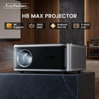 Projecteur LED Touyinger H8 MAX 4K 2800 ANSI 5'' LCD Moteur Scellé Full HD Android 14 2GB+32GB Home Cinéma