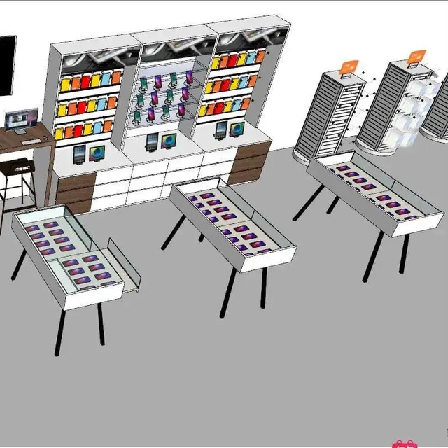 VANLOCY Factory Mobile Phone Shop Decoration Glass Showcase Mobile Shop Counter Design Cell Phone Display Glass Cabinet