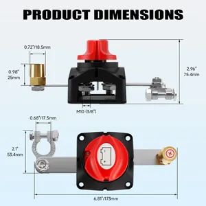 2 vị trí ON-OFF M10 275A Pin Kill chuyển cắt chuyển đổi cho Xe thuyền 48V 24V 12V điện áp thấp disconnectors pin xe - Product Image 3