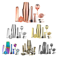 Ensemble de mixologie personnalisé OEM avec logo, 11 pièces, en acier inoxydable 304, shaker à cocktails Boston, kit de barman, argent, or, plaqué rose, articles de bar
