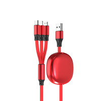 Grosir Kabel Data Transfer Pengisian Cepat 3-in-1 Retractable 100W Baru 2026 USB-A USB-C 8-Pin untuk Mobil, Ponsel, Tablet