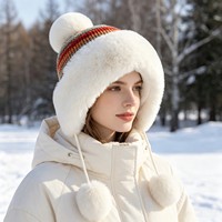 Gorro de piel sintética tipo Ushanka con orejeras de punto para mujer, cálido para invierno, ideal para viajes, casual, venta al por mayor