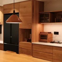 Armoires de cuisine modernes en chêne blanc massif sur mesure, avec structure en MDF, écologiques, résistantes à l'eau, pour villa de luxe, fabriquées en Chine