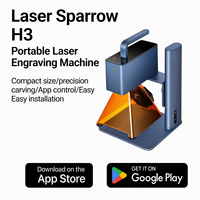 Machine de gravure laser portable H3 Diy Creator Laser Sparrow 5W pour le marquage laser sur cuir, papier, bois, acrylique