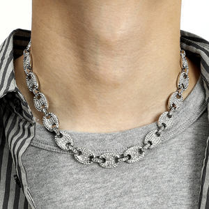 Bijoux Rock Hip Hop pour hommes 13mm Collier à chaîne à maillons cubains Miami <span class=keywords><strong>en</strong></span> alliage plaqué <span class=keywords><strong>or</strong></span> <span class=keywords><strong>grain</strong></span> <span class=keywords><strong>de</strong></span> <span class=keywords><strong>café</strong></span> glacé avec strass - Product Image 3