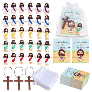 Figuras de Jesús en Miniatura al por Mayor, Tarjetas de Oración, Bolsas de Organza, Cruz de Madera, Cadenas de Metal, Recuerdos Religiosos para <span class=keywords><strong>Fiestas</strong></span>, Bautizos, Graduaciones - Product Image 3