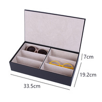 Boîte de présentation pour lunettes de soleil, 6 emplacements, étui de rangement pour lunettes avec couvercle, organisateur rectangulaire pour lunettes en PU