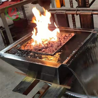 Modernes Design Gas Wasser Feuerstelle mit pulver lackiertem Stahl Garten dekoration im Freien mit Regen vorhang Wasserspiel