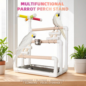 Çok Fonksiyonlu Üç Katlı Büyük Papağan <span class=keywords><strong>Stand</strong></span>ı, Papağan Oyuncakları, Yemlikler ve Kuş Salıncakları İçerir, <span class=keywords><strong>PVC</strong></span> Papağan Tünek <span class=keywords><strong>Stand</strong></span>ı - Product Image 1