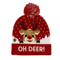Berretto di natale brutto con la palla sulla parte superiore cappello Jacquard a buon mercato LED cappello di natale