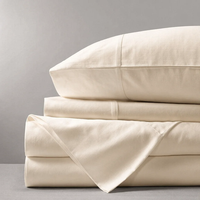 Ensemble de literie 4 pièces en coton égyptien jetable de qualité supérieure 300 fils/cm² avec 1 drap plat, 1 drap-housse et 2 taies d'oreiller