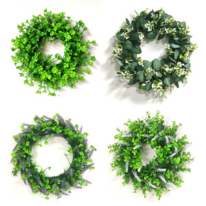 Eucalyptus Money Grass Lavender Artificial Flower Wreath Grass Door Ring Wedding Outdoor <b>Wall</b> Hanging <b>Decoration</b> - Product Image 1