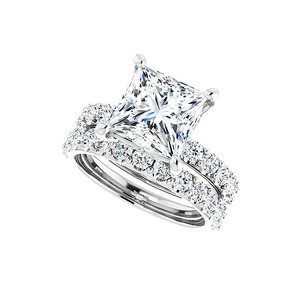 Anillo de compromiso y boda apilable de oro macizo de 10K con diseño de vid retorcida y tres piedras de moissanita para mujer - Product Image 6