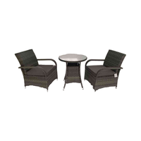 Ensemble de salle à manger d'extérieur moderne 2 places en rotin écologique, table et chaises résistantes aux intempéries pour parc et patio, style bistrot