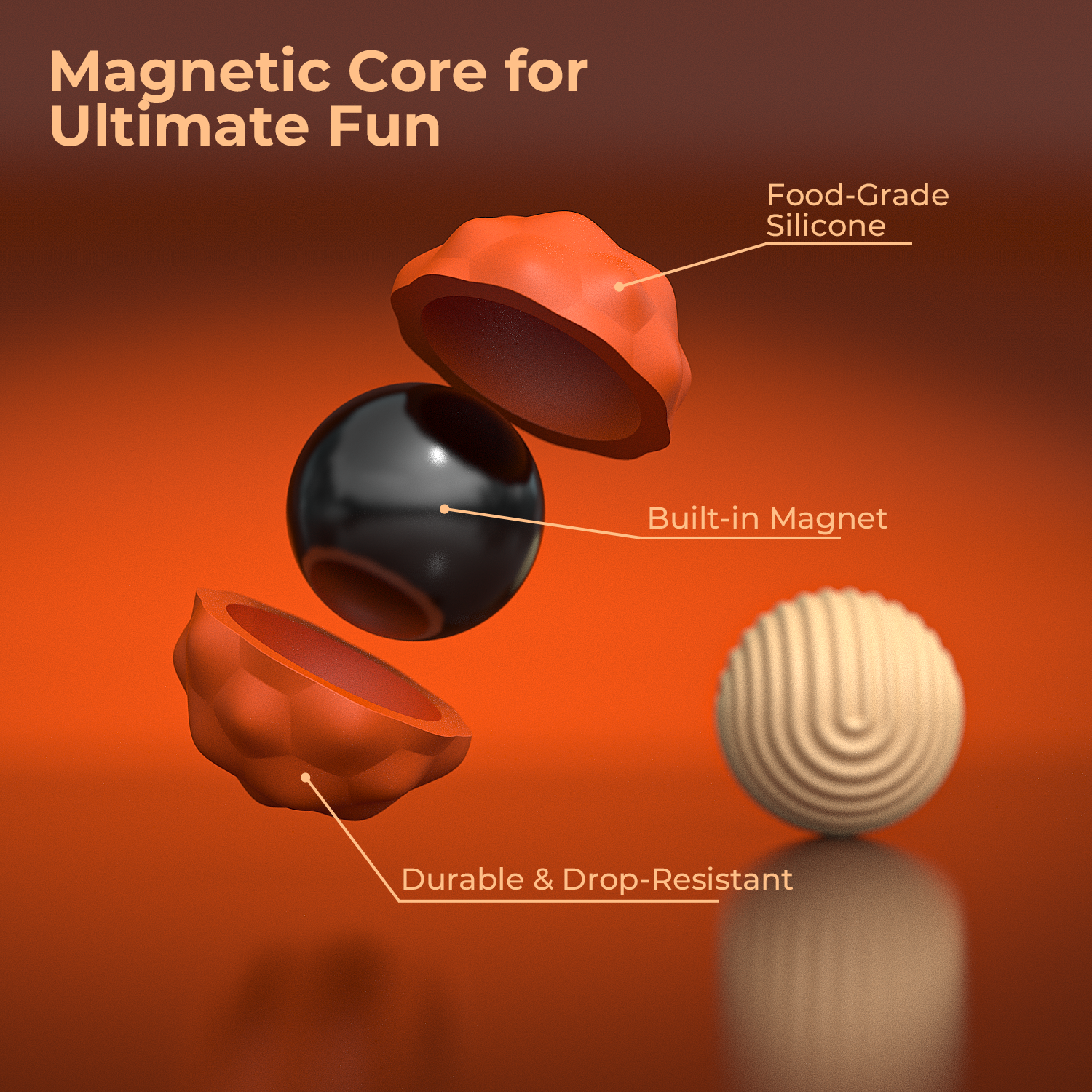 Silicone Magnetic Fidgeting Toy Sensory Ball ,Anti-stress Ball Stress Relief Toys for Anxiety ADHD Autism Birthday Easter Gifts