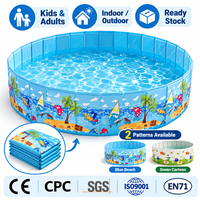 Kolam Renang Lipat PVC Bulat, Bak Mandi Portabel Kokoh, Desain Pantai, Untuk Anak-Anak, Penggunaan Luar Ruangan & Rumah Tangga