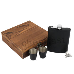 Впечатляющая фляжка, подарочный набор с деревянной коробкой, посуда для напитков без свинца, безопасная питьевая фляжка с воронкой, плоская фляжка, деревянный набор - Product Image 3