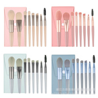 WELLFLYER Lot de 8 pinceaux de maquillage, marque privée, fond de teint en poudre, ombre à paupières, ensemble de pinceaux de maquillage professionnel en cristal