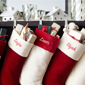 Cá Nhân Thăng Hoa Màu Đỏ Và Trắng Sang Trọng Tùy Chỉnh Giáng Sinh Vớ Quà Tặng Túi Trẻ Em Nhung Giáng Sinh <span class=keywords><strong>Stocking</strong></span> Cho Thêu - Product Image 5