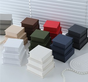 Textured Square Cardboard Jewelry Packaging <strong>Box</strong> with Card <strong>Holder</strong> Slot | Custom Necklace <strong>Earring</strong> <strong>Box</strong> Ribbon Magnet Closure - Product Image 5