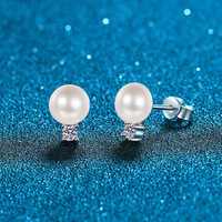 Boucles d'oreilles clous en perles d'eau douce, argent sterling 925, perle blanche pour femme, vente en gros, OEM, taille personnalisée, tendance, électroplaqué