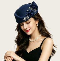 Chapeau bibi élégant pour femme, style rétro britannique, en feutre, avec fleur, idéal pour l'église ou les courses de chevaux