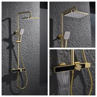 Ensemble de douche en or rose brossé, style européen, robinet de douche tout en cuivre, salle de bain à domicile, douche à effet pluie dorée de luxe