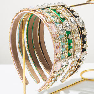 Serre-tête élégant en tissu uni avec strass irréguliers de style baroque, accessoire de coiffure de mariée - Product Image 1