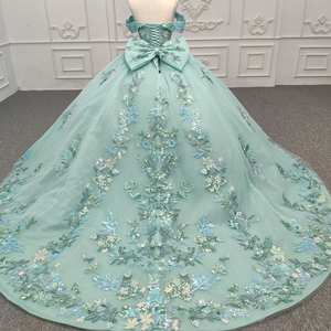 9916-1 Robe de soirée verte à appliques, design tendance, dos nu, pour femmes, pour banquets - Product Image 6