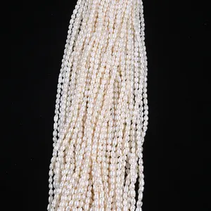 4.5-5mm white rice shape freshwater pearl strands cheap beads