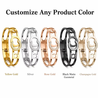 Bracelet manchette tendance en acier inoxydable plaqué or 18 carats PVD, bijoux de créateur de marque célèbre pour femmes