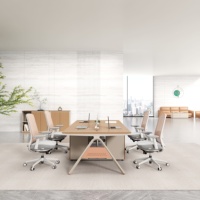 Table de travail de bureau simple et moderne en mélamine, pour une personne, avec pieds en métal, armoire de rangement latérale, bureau d'employé, écologique, durable