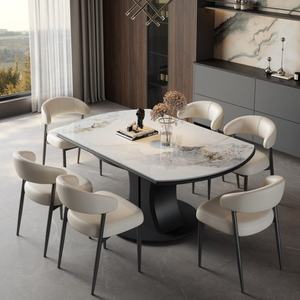 Table à manger extensible moderne en pierre frittée, étanche et réglable, avec pieds en métal, pour appartement, hôtel, villa et <span class=keywords><strong>restaurant</strong></span> - Product Image 5