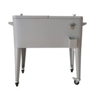 Chariot isotherme portable et pliable 73L, seau à glace métallique, boîte isotherme avec roues pour les fêtes
