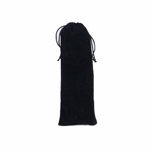 Pochette en velours noir 10x30cm avec cordon de serrage, sac cadeau en paille, petite pochette à bijoux, impression personnalisable - Product Image 4