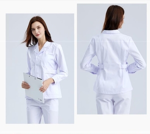 65% fibre de polyester + 35% <span class=keywords><strong>coton</strong></span> 180gsm uniformes à manches longues <span class=keywords><strong>infirmière</strong></span> femme médecin <span class=keywords><strong>Blouse</strong></span> travail coupe ajustée tunique - Product Image 5