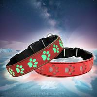 Collier pour animaux de compagnie en nylon lumineux à LED rechargeable par USB, motifs de dessins animés, rubans, haute visibilité, réglable, sécurité nocturne, confort